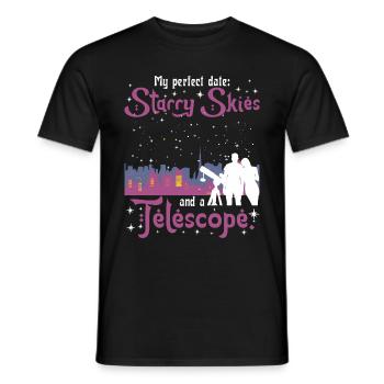 Mein perfektes Date: Sternenhimmel und ein Teleskop. - Männer T-Shirt - Schwarz - Vorne - AI Model Male 178 light (178cm)