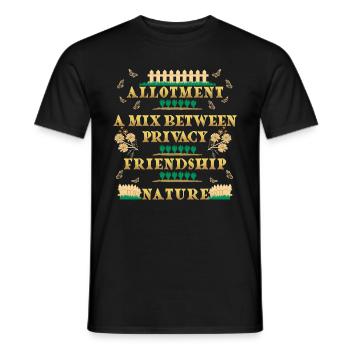 Lotissement : un mélange entre intimité Amitié Nature - T-shirt homme - noir - Devant - AI Model Male 178 light (178cm)