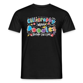 Kalligrafie: Hier werden Kritzeleien schillernd. - Männer T-Shirt - Schwarz - Vorne - AI Model Male 178 light (178cm)