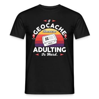 Je géocache parce que l’âge adulte est difficile. - T-shirt homme - noir - Devant - AI Model Male 178 light (178cm)