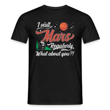 Ich besuche den Mars regelmäßig. Wie steht es mit dir?! - Männer T-Shirt - Schwarz - Vorne - AI Model Male 178 light (178cm)