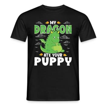 my dragon ate your puppy - Men's T-Shirt - black - Front - AI Model Male 178 light (178cm)