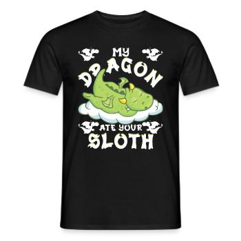 my dragon ate your sloth - Men's T-Shirt - black - Front - AI Model Male 178 light (178cm)