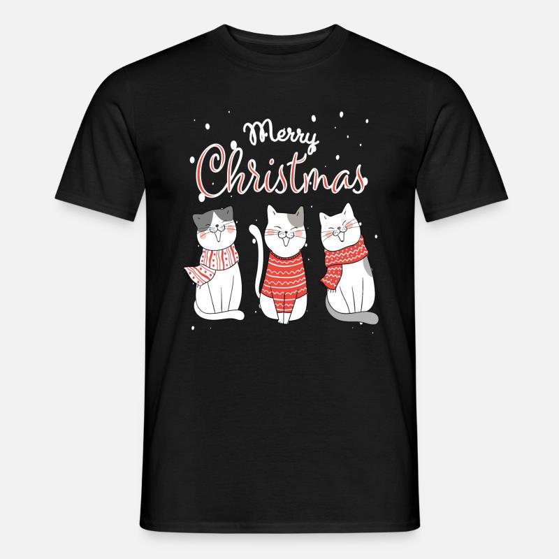 Chats, Chat de Noël, Chat de Noël, Chats - T-shirt homme - noir