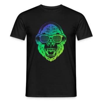 DJ Monkey Affe mit Kopfhörern Sonnebrille Affe - Männer T-Shirt - Schwarz - Vorne - AI Model Male 178 light (178cm)