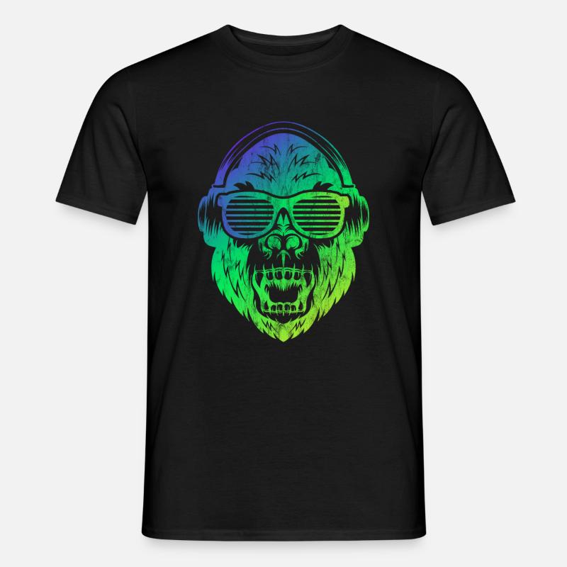 DJ monkey monkey with sunglasses - Men’s T-shirt - black