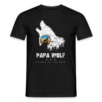 Papa Wolf Pack Leader Father's Day Wolf's Vintage - Men's T-Shirt - black - Front - AI Model Male 178 light (178cm)