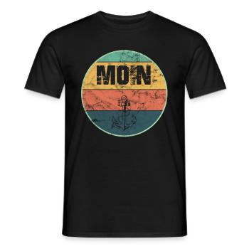 Moin Norddeutsch Anker Vintage Retro Distressed - Männer T-Shirt - Schwarz - Vorne - AI Model Male 178 light (178cm)