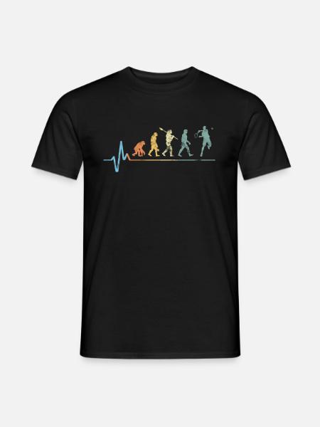 Tennis Evolution Herzschlag Vintage Retro Puls - Männer T-Shirt - Schwarz