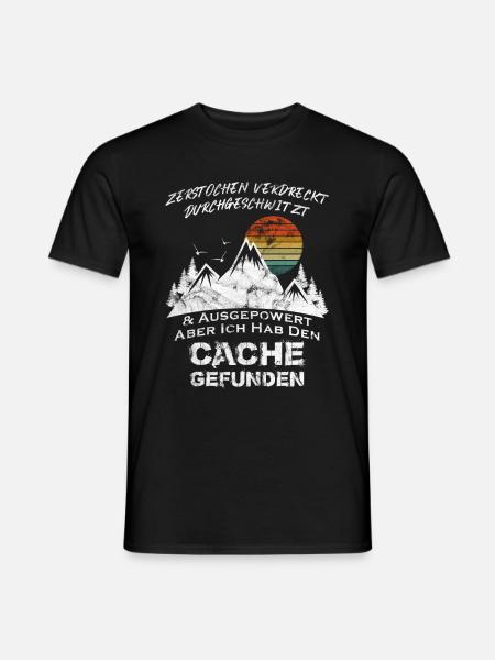 Geocaching - Zerstochen verdreckt durchgeschwitzt - Männer T-Shirt - Schwarz