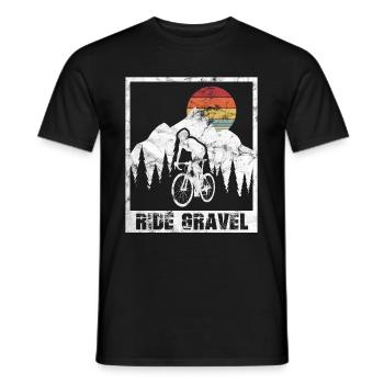 Vintage Gravel Bike Road Bike Ride Gravel Cyclocross - T-shirt homme - noir - Devant - AI Model Male 178 light (178cm)