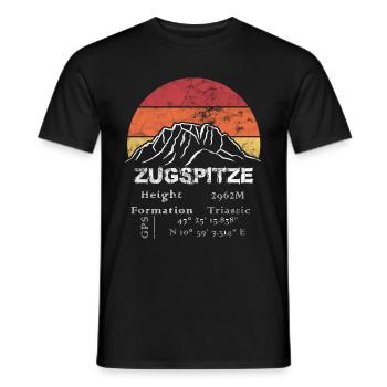 ZUGSPITZE BERG WANDERN BERGSTEIGEN HIKEN - Männer T-Shirt - Schwarz - Vorne - AI Model Male 178 light (178cm)
