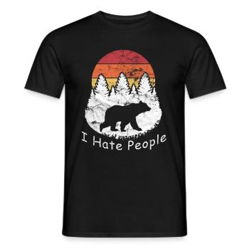 Vintage I hate people - bear camping hiking - Männer T-Shirt - Schwarz - Vorne - AI Model Male 178 light (178cm)
