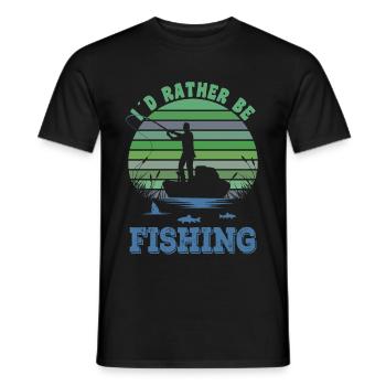 ID Rather Be Fishing Fan Angler Gift T-Shirt - Men's T-Shirt - black - Front - AI Model Male 178 light (178cm)