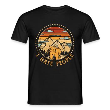 Bears I Hate People Retro Vintage - Men's T-Shirt - black - Front - AI Model Male 178 light (178cm)