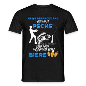Ne pas dérangez quand je pêche - T-shirt homme - noir - Devant - AI Model Male 178 light (178cm)