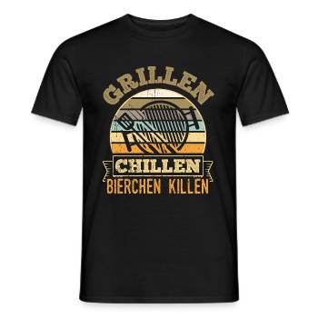 Grillen Chillen Bierchen Killen - Männer T-Shirt - Schwarz - Vorne - AI Model Male 178 light (178cm)