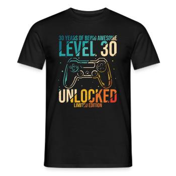 Gaming 30. Geburtstag Geschenk Level 30 Unlocked - Männer T-Shirt - Schwarz - Vorne - AI Model Male 178 light (178cm)