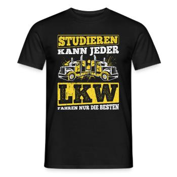 LKW Fahrer Studieren Kann Jeder LKW Fahren Nur Die - Männer T-Shirt - Schwarz - Vorne - AI Model Male 178 light (178cm)