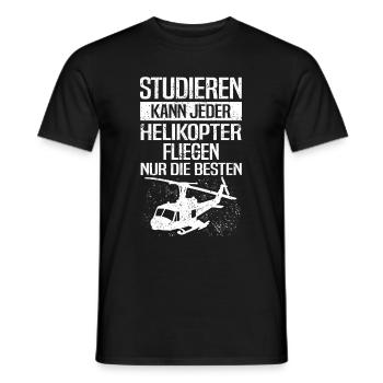 Studieren kann jeder - Helikopter fliegen nur die - Männer T-Shirt - Schwarz - Vorne - AI Model Male 178 light (178cm)