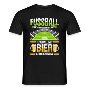 FUSSBALL MIT BIER IST DIE KRÖNUNG - Männer T-Shirt - Schwarz - Vorne - AI Model Male 178 light (178cm)