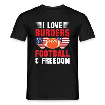 I Love Burgers Football & Freedom - Männer T-Shirt - Schwarz - Vorne - AI Model Male 178 light (178cm)