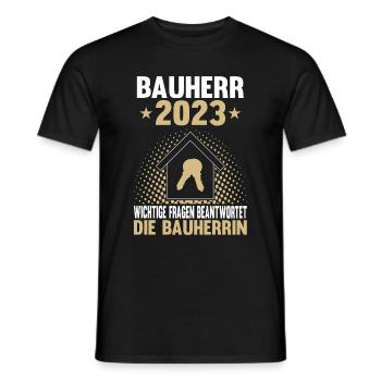 Bauherr 2023 Eigenheim Lustiger Spruch Hausbau - Männer T-Shirt - Schwarz - Vorne - AI Model Male 178 light (178cm)