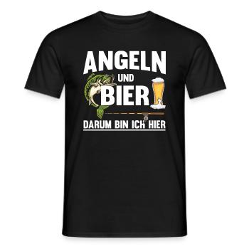 Angeln und Bier, darum bin ich hier! - Männer T-Shirt - Schwarz - Vorne - AI Model Male 178 light (178cm)