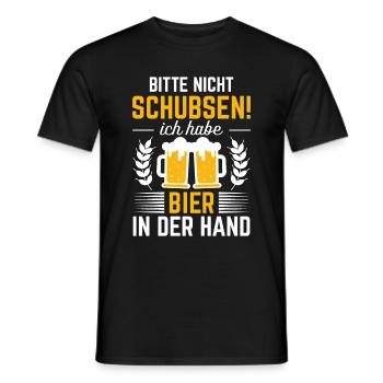 Bitte nicht schubsen, ich habe Bier in der Hand - Männer T-Shirt - Schwarz - Vorne - AI Model Male 178 light (178cm)
