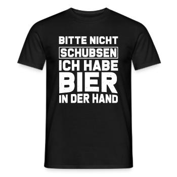 Bitte nicht schubsen ich habe Bier in der Hand - Männer T-Shirt - Schwarz - Vorne - AI Model Male 178 light (178cm)