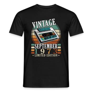 september 1973 Anniversary September 1973 September - Men's T-Shirt - black - Front - AI Model Male 178 light (178cm)