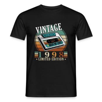 25. Geburtstag Jahrgang 1998 Vintage 1998 - Männer T-Shirt - Schwarz - Vorne - AI Model Male 178 light (178cm)