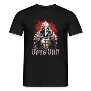 Deus Vult Crusader Knights Templar Middle Ages - Men's T-Shirt - black - Front - AI Model Male 178 light (178cm)