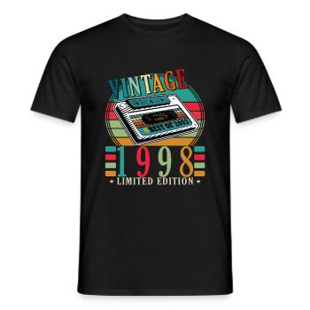 25. Geburtstag Jahrgang 1998 Vintage 1998 - Männer T-Shirt - Schwarz - Vorne - AI Model Male 178 light (178cm)