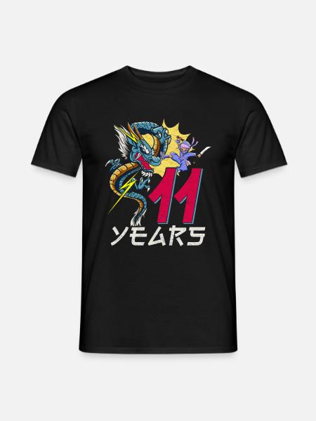 Level 11 Jahre Geburtstagsshirt Ninja Gamer - Männer T-Shirt - Schwarz