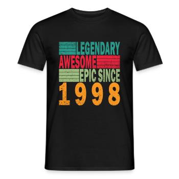 25. Geburtstag Jahrgang 1998 Vintage 1998 - Männer T-Shirt - Schwarz - Vorne - AI Model Male 178 light (178cm)