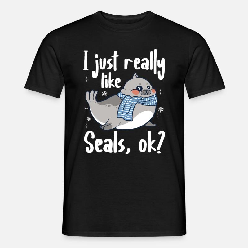 Robbe Robben Tier Seelöwe - Männer T-Shirt - Schwarz