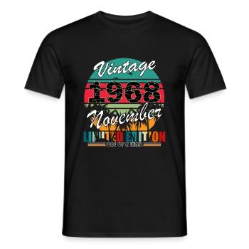 55. Geburtstag Jahrgang november 1968 Original 196 - Männer T-Shirt - Schwarz - Vorne - AI Model Male 178 light (178cm)