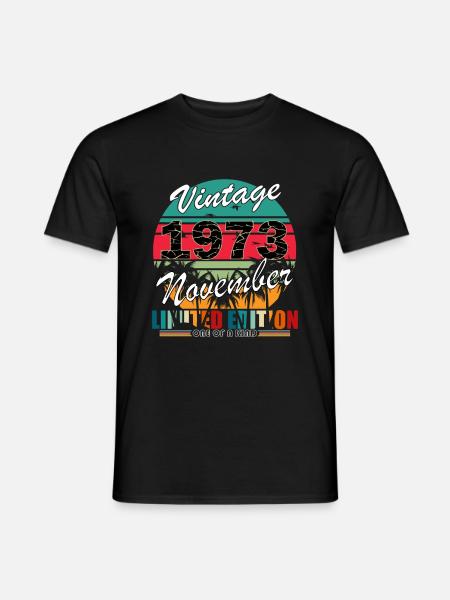 50e verjaardag Vintage november 1973 Origineel 197 - Heren T-shirt - zwart