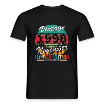 25. Geburtstag Jahrgang november 1998 Original 199 - Männer T-Shirt - Schwarz - Vorne - AI Model Male 178 light (178cm)