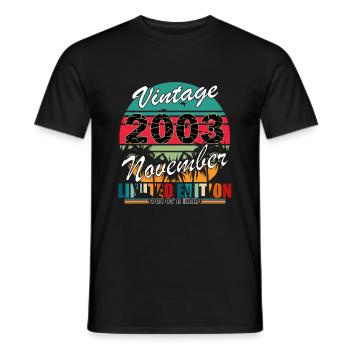 20. Geburtstag Jahrgang november 2003 Original 200 - Männer T-Shirt - Schwarz - Vorne - AI Model Male 178 light (178cm)