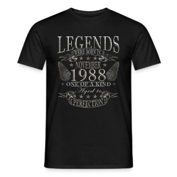 Novembre 1988 Anniversaire Novembre 1988 Novembre - T-shirt homme - noir - Devant - AI Model Male 178 light (178cm)