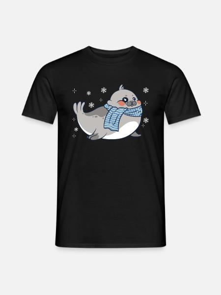 Robbe Robben Tier Seelöwe - Männer T-Shirt - Schwarz