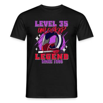 35th Birthday Level 35 unlocked - Men's T-Shirt - black - Front - AI Model Male 178 light (178cm)