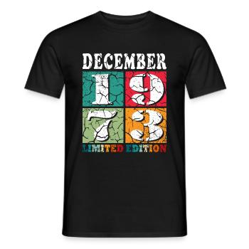 December 1973 Anniversary December 1973 December - Men's T-Shirt - black - Front - AI Model Male 178 light (178cm)