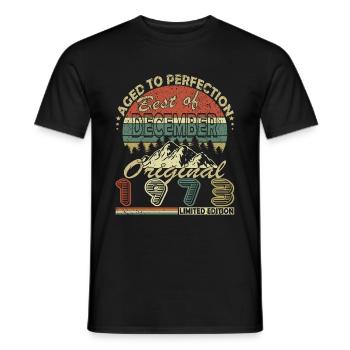 50. Geburtstag Jahrgang Dezember 1973 Original 197 - Männer T-Shirt - Schwarz - Vorne - AI Model Male 178 light (178cm)