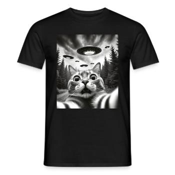 Alien UFO Aliens Außerirdischer - Men's T-Shirt - black - Front - AI Model Male 178 light (178cm)