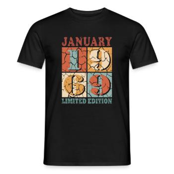 55e anniversaire 55 ans janvier 1969 - T-shirt homme - noir - Devant - AI Model Male 178 light (178cm)