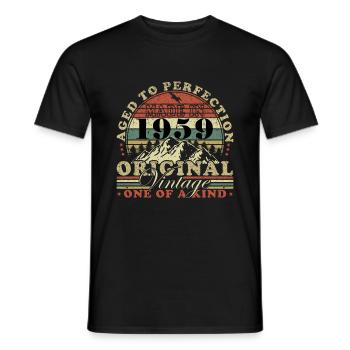 65th birthday Born in 1959 65 years old - Men's T-Shirt - black - Front - AI Model Male 178 light (178cm)