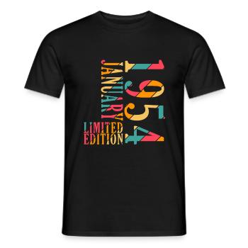 1954 January 1954 Birthday January 1954 - Men's T-Shirt - black - Front - AI Model Male 178 light (178cm)